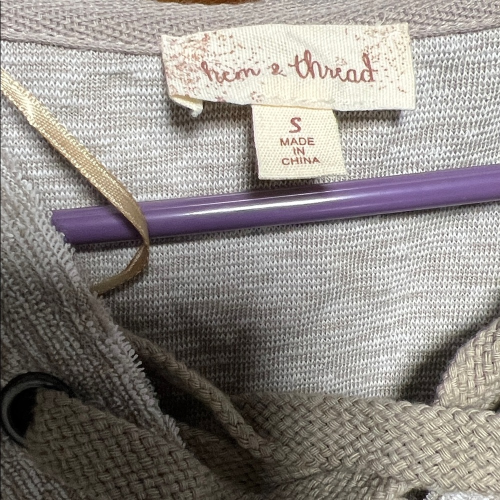 Hem & Thread Beige Lace-Up Sweater - Picture 3 of 3